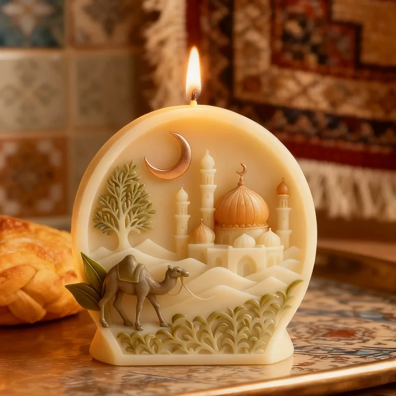 Ramadan Castle Aromatherapy Candle Silicone Mold DIY Handmade Aroma Stone Candle Gypsum Demoulding Tool
