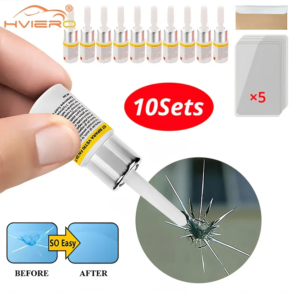 

10X Windshield Scratch Repair Car Tool DIY Window Crack Free Resin Adhesive Three Piece Set Removal Care Agent Auto Accessories