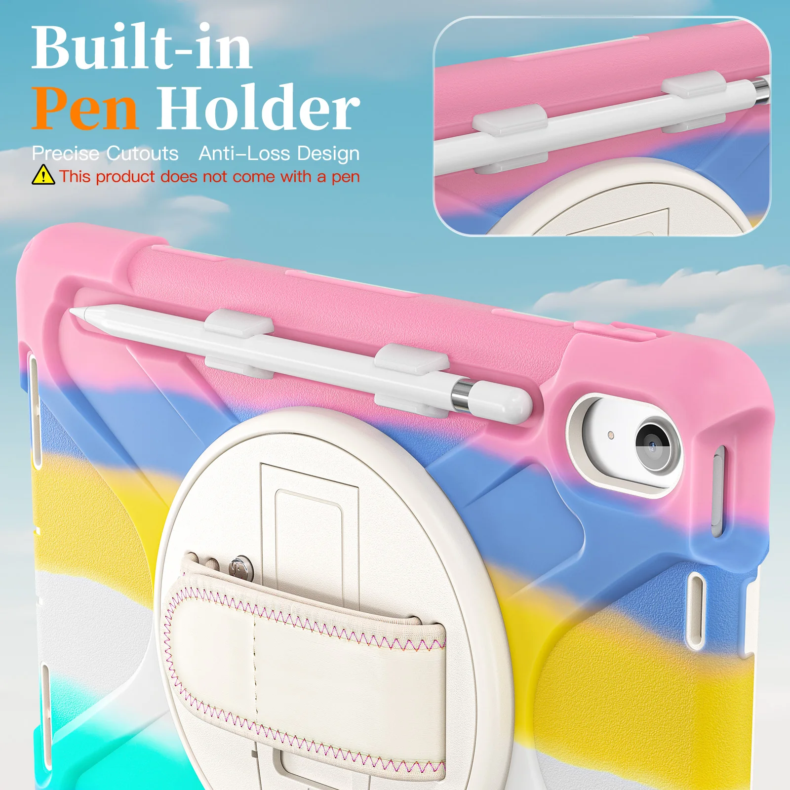 With Pen Slot Rugged Stand Case For iPad A16 2025 11th 10.9 2022 10th Gen A3354 A3355 A3356 A2757 A2777 A2696 360 Rotating Cover