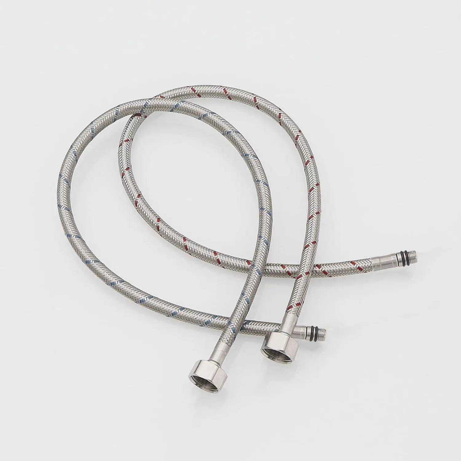 

24" Faucet Supply Lines, 1/2" Female Compression x M10 Male Connector, Braided Stainless Steel Sink Hose, 2-Pack