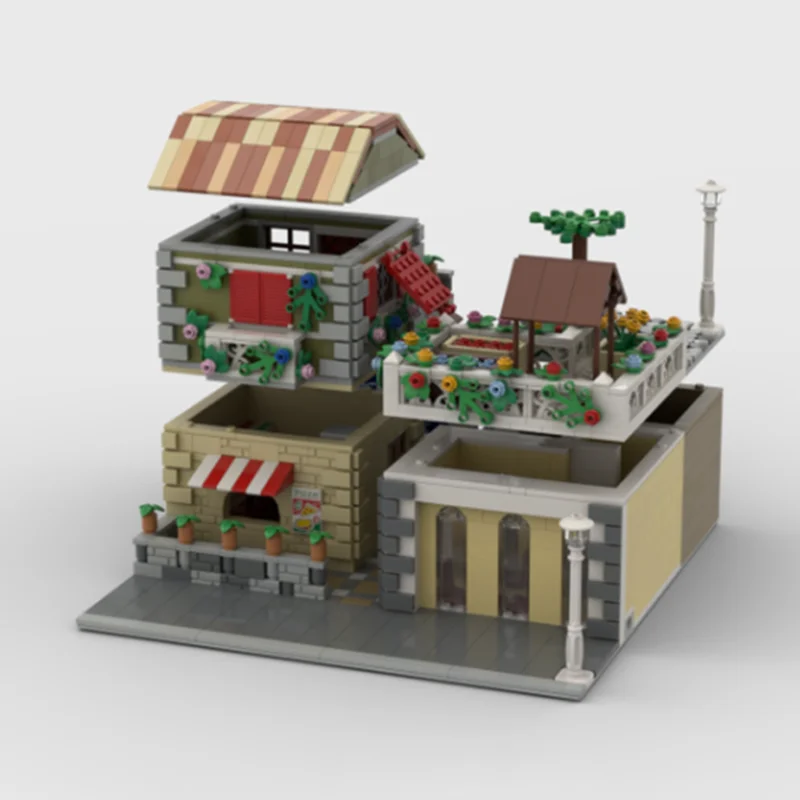 4364 قطعة MOC ليتل إيطاليا وحدات وحدات نموذج اللبنات هدايا عيد الميلاد العمارة تجميع فكرة التعليم لعبة أطفال #4