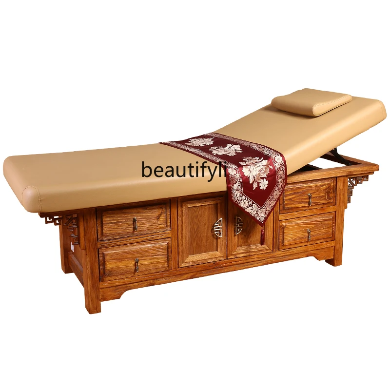 

Solid Wood Facial Bed Massage Massage Bed Household Traditional Chinese Medicine Acupuncture Physiotherapy Thai Massage Bed