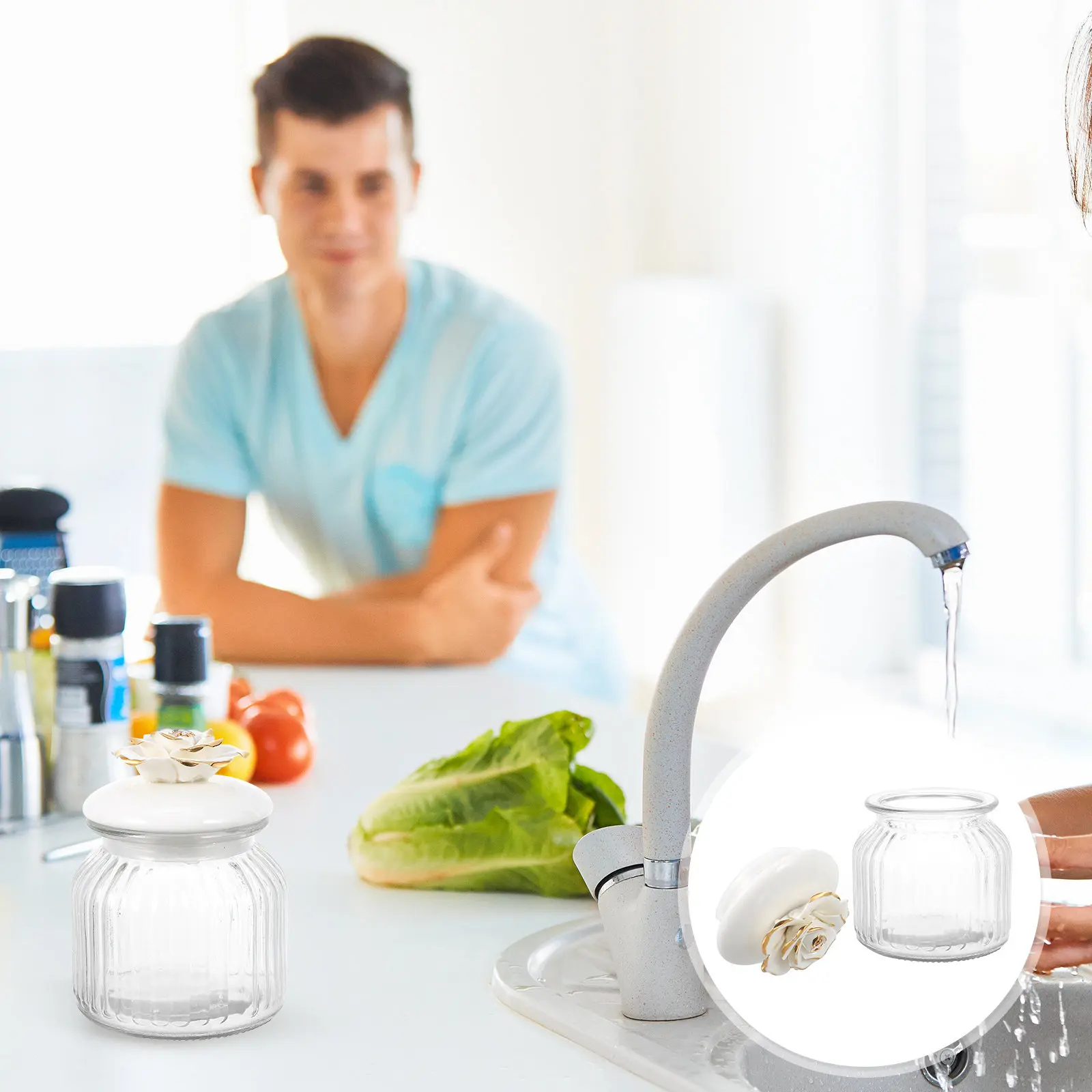 

Прозрачная стеклянная банка для хранения с герметичной керамической крышкой, многофункциональная емкость для чая, кофе, зерен, сухофруктов и продуктов.