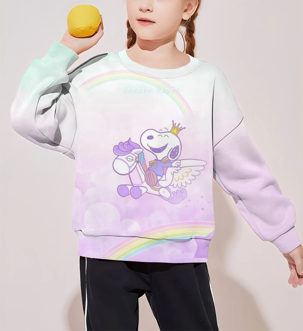 Christmas Disney Snoopy Print Girls Sweet Sweater Fashion Autumn and Winter Long Sleeve Sweatshirt Children's Clothing