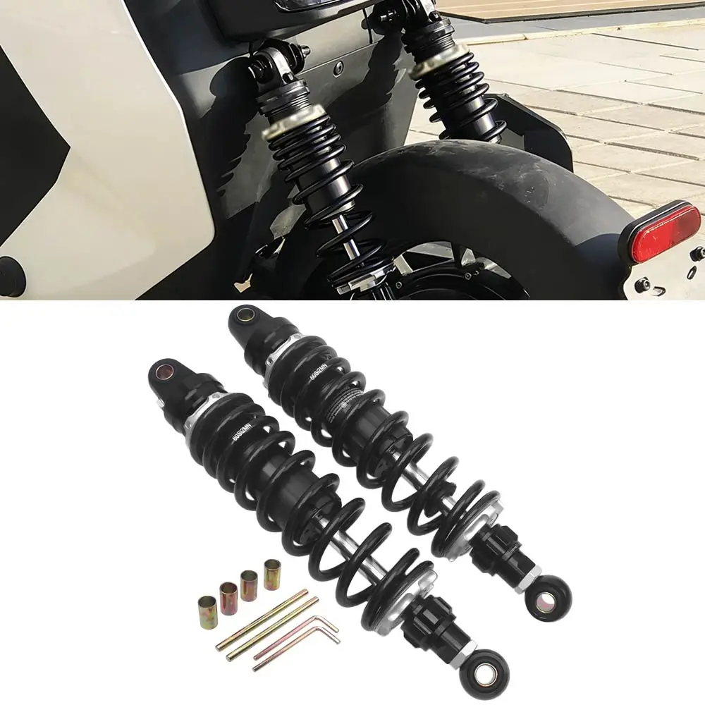 New 1 Pair 330mm Black Motorcycle shock absorber Aluminium Solid Steel Rear Shock Absorber High protection and long durability