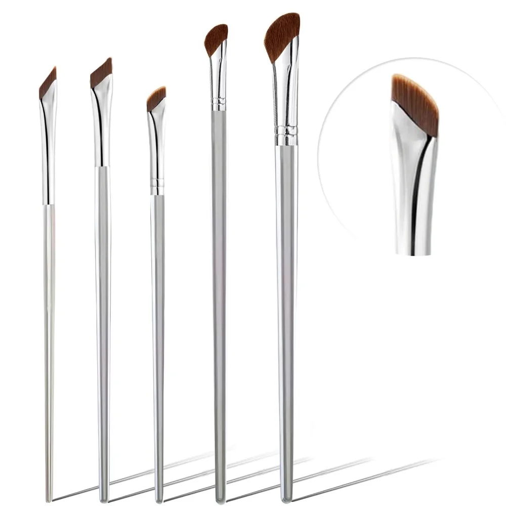 5PCS Makeup Brush Set: Angled Eyeliner, Concealer, Slanted Flat Eyeliner, Blending Brushes for Liquid, Cream, Powder Cosmetics