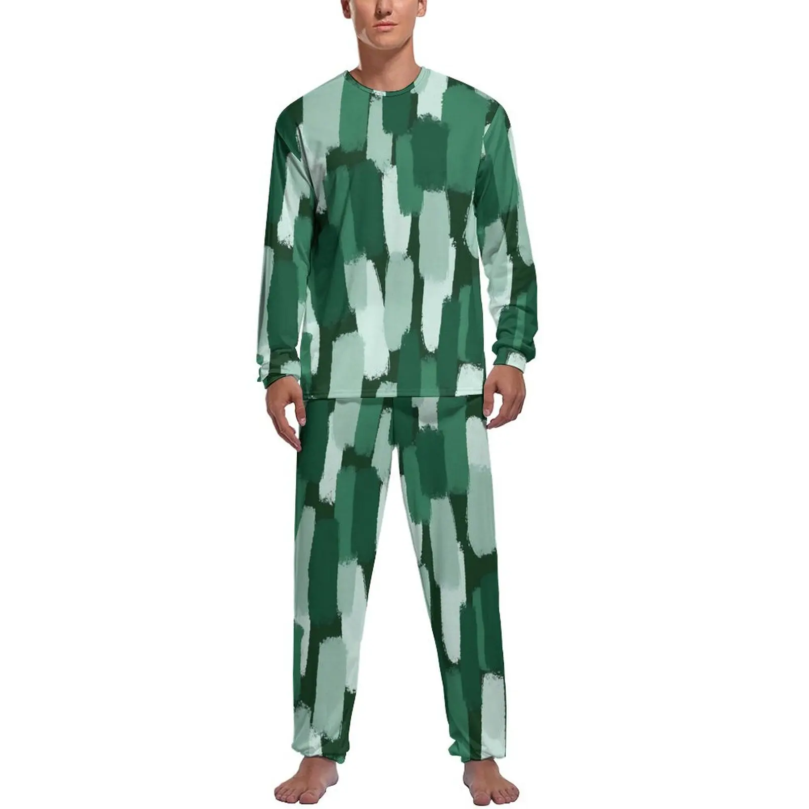 

Paint Brush Pajamas Abstract Green Male Long-Sleeve Cool Pajama Sets 2 Pieces Room Spring Design Nightwear Gift