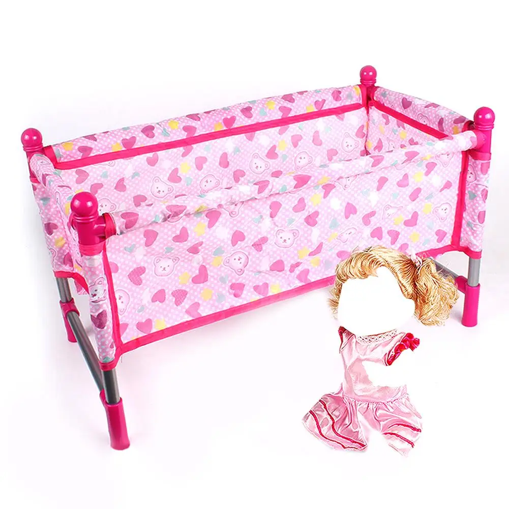 Letto giocattolo Simulazione Letto per bambole per bambini Mobili per culla Giocattolo Culla per bambini Decorazione della stanza dei bambini Regalo di compleanno Accessorio per casa delle bambole
