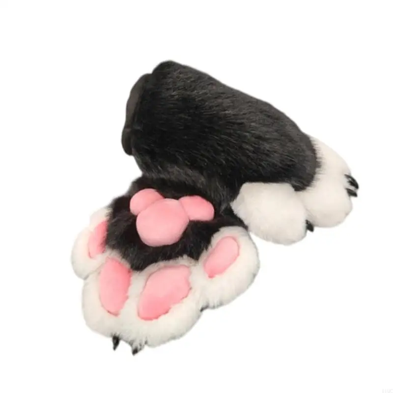 Faux Furs Animal Foxes Paws Mittens Halloween Cosplay Costume Accessories Dog Paws Gloves With Claw Fursuit Gift 