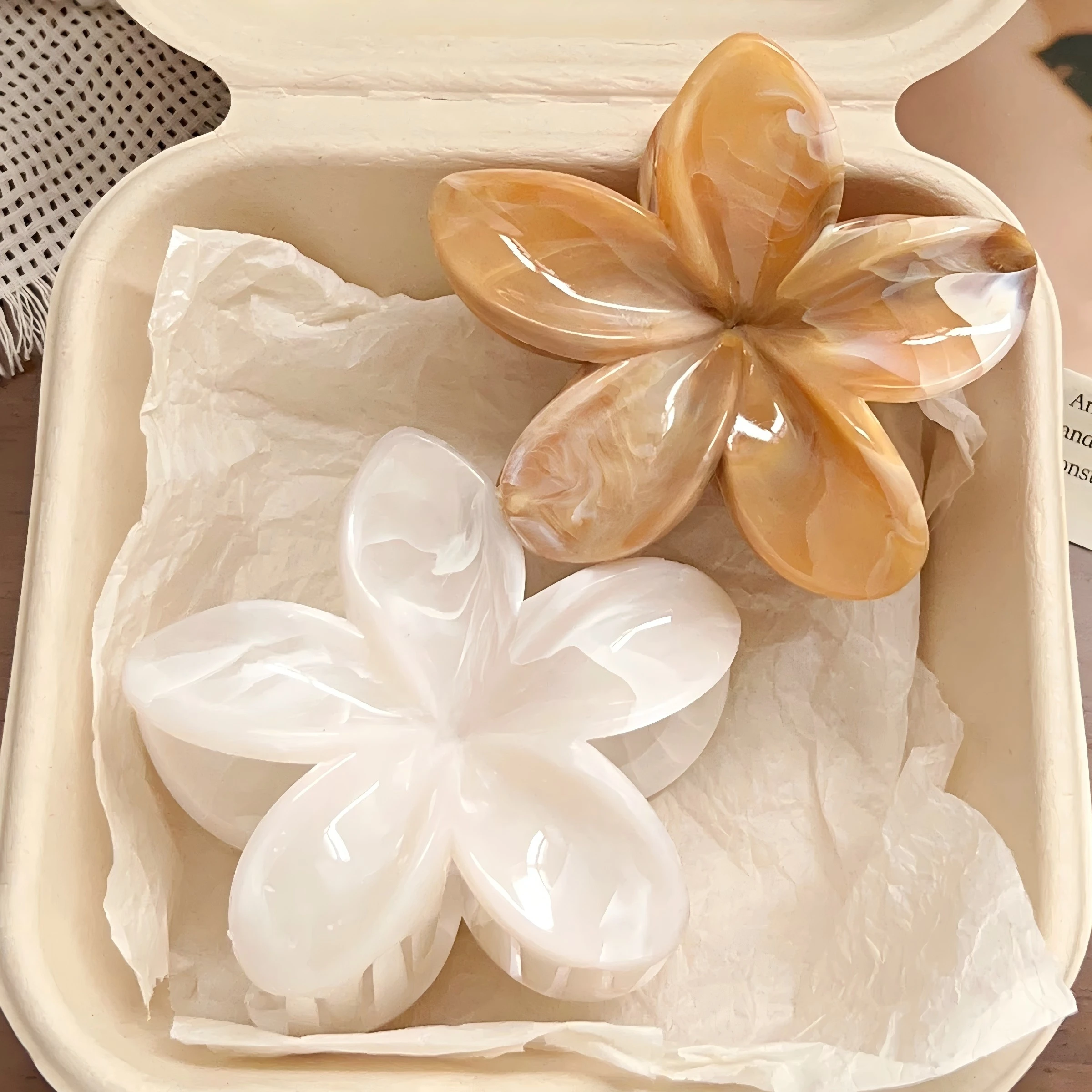 2 Pinzas para el Cabello con Diseño de Flores y Vetas de Mármol Hawaiano para Mujeres y Niñas, Regalos para Cabello Fino, Accesorios Lindos para el Cabello de Playa