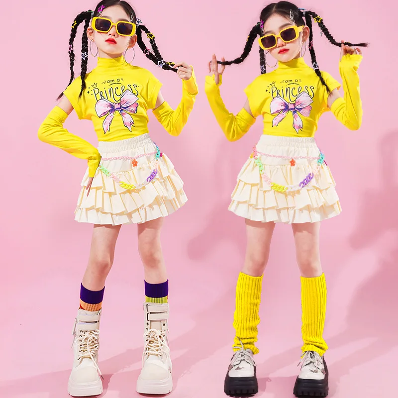 Mädchen Hip Hop Süße Crop Top Street Dance Bunte Röcke Kinder T-shirt Cargo Hosen Kinder Streetwear Jazz K-pop Kleidung Sets