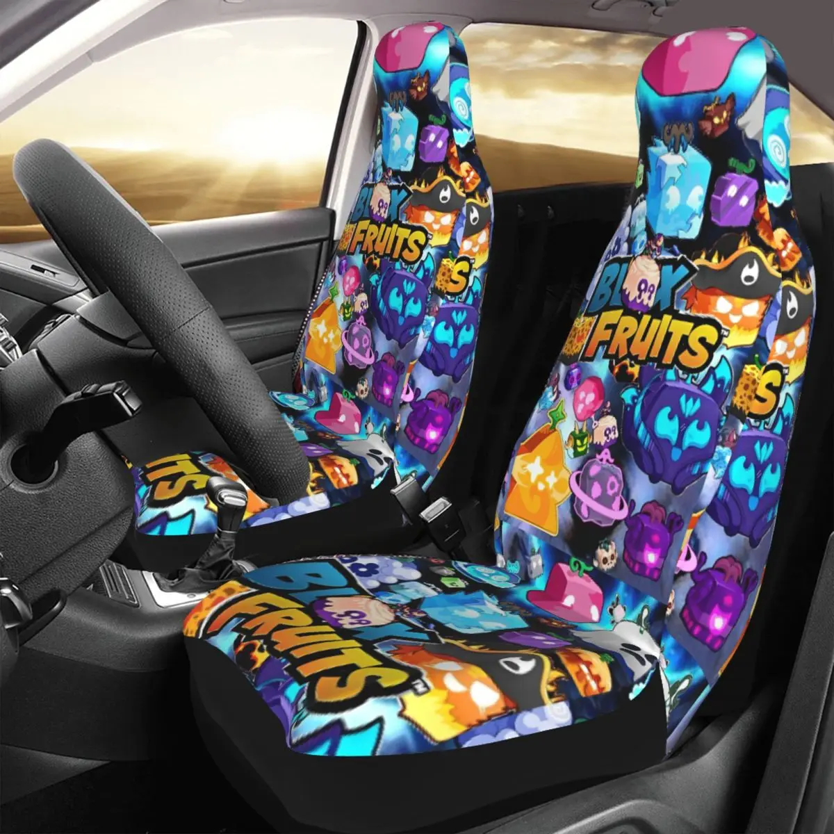 Blox Fruits Game Video غطاء مقعد السيارة غطاء مقعد قابل للتنفس 2 قطعة عالمي مناسب للشاحنات والسيارات وسيارات السيدان #3