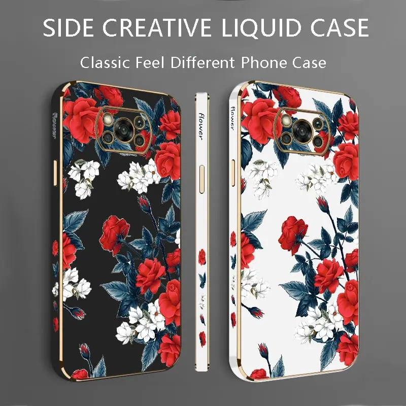 Dazzling Rose Luxury Plating Phone Case For Xiaomi POCO X3 X5 X2 X3NFC X5Pro X4NFC X4Pro X3Pro X4GT X3GT F5 F4GT M5 M3 M4 Cover