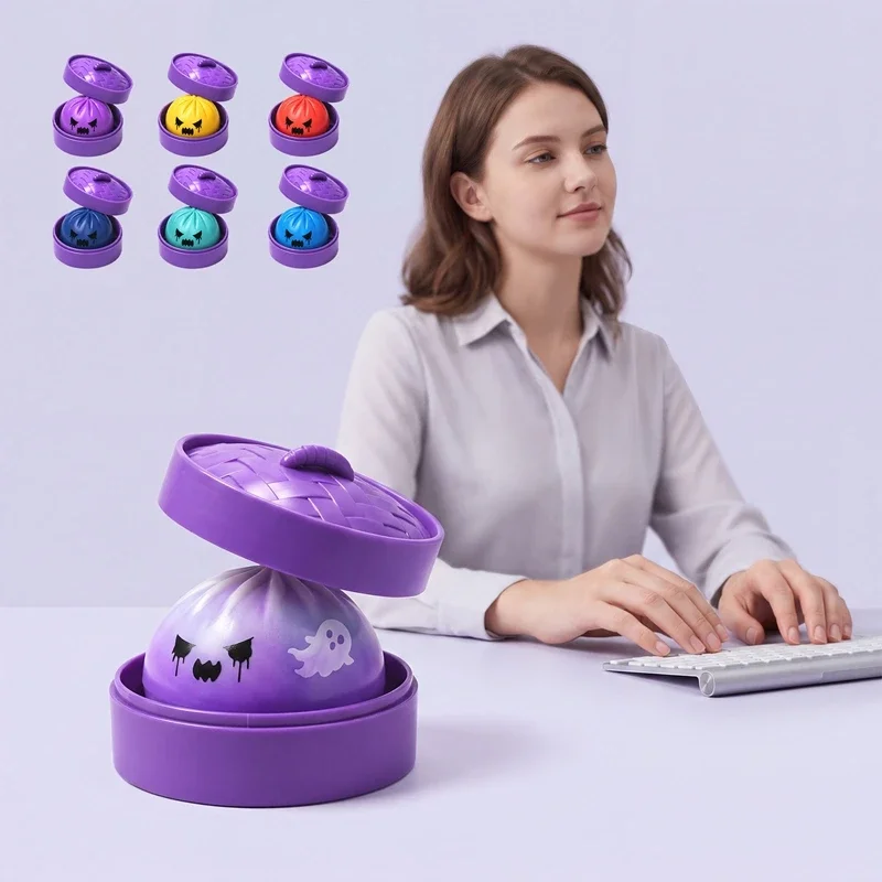 Halloween Purple Steamed Bun Pinching Fun Soft Rubber Slow Rebound Bun Stress Relieving Fun Toy Adult Gathering Prank Toys Gift