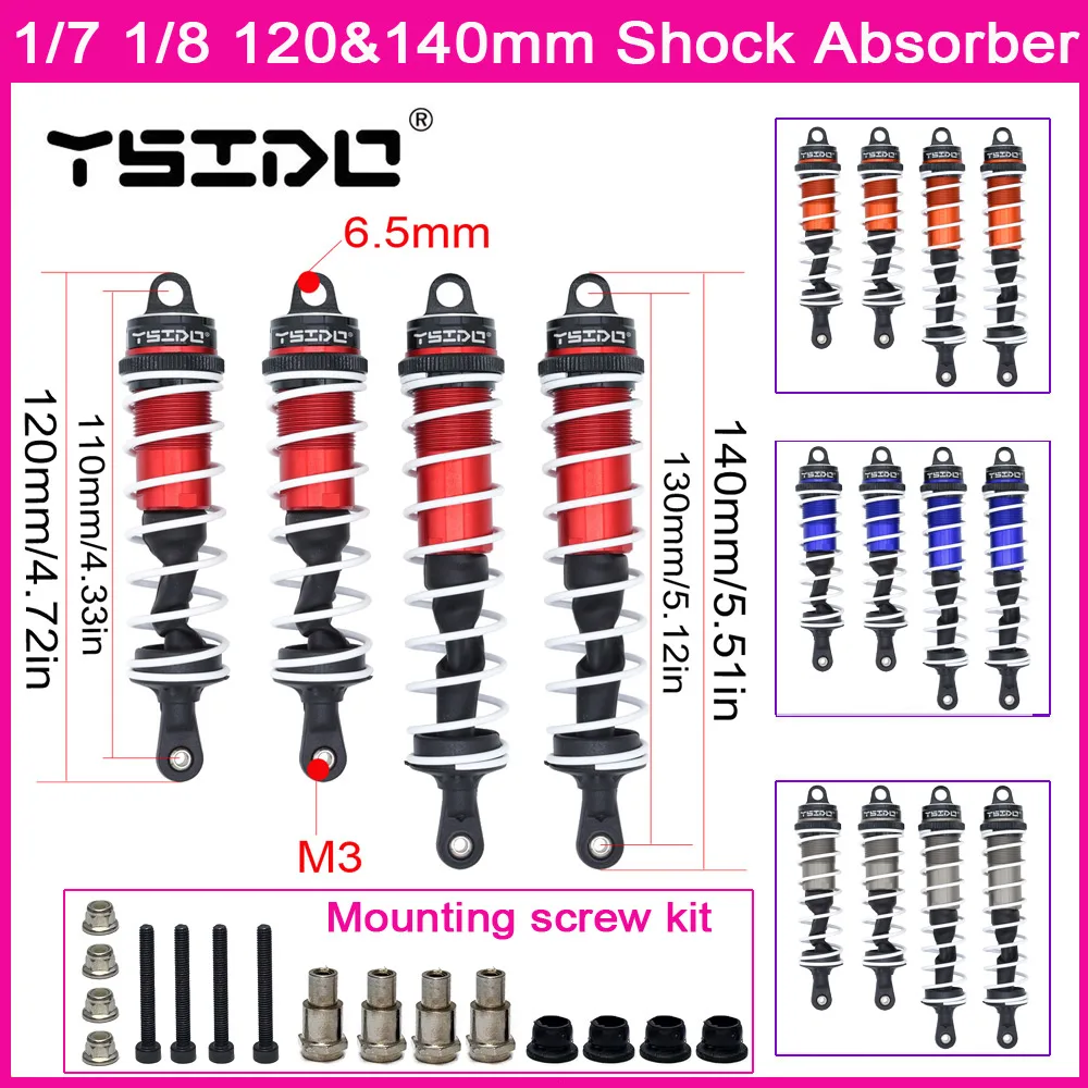 YSIDO 120mm Przednie 140mm Tylne zawieszenie amortyzatora do 1/8 1/7 JLB HSP EM Racing DHK HPI Redcat LRP ZD Racing Hongnor