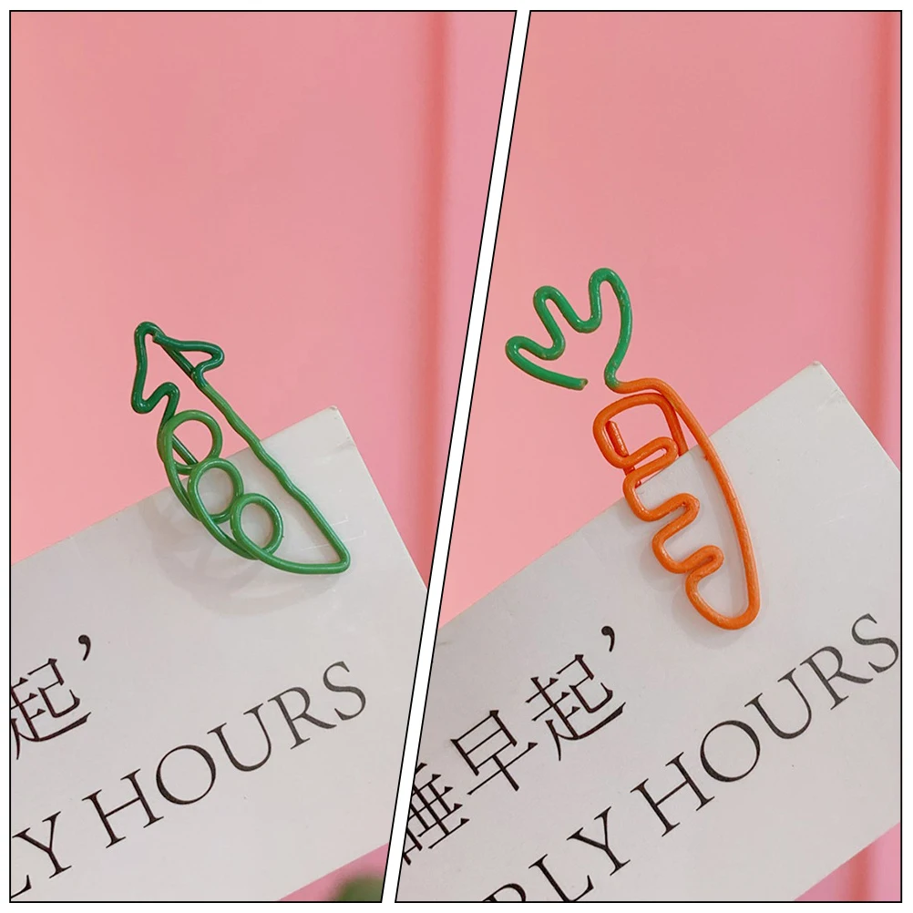 

9 Pcs Cartoon Paper Clips Cute Carrot Radish Pea Design Office Supplies Metal Document Clips Small Creative Fun Bookmarks