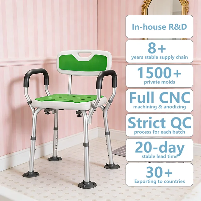 Simplywalk Aluminum Alloy 200KG Bath Shower Chair Self Propelling Tub Handicapped MDR CE Certification Customization