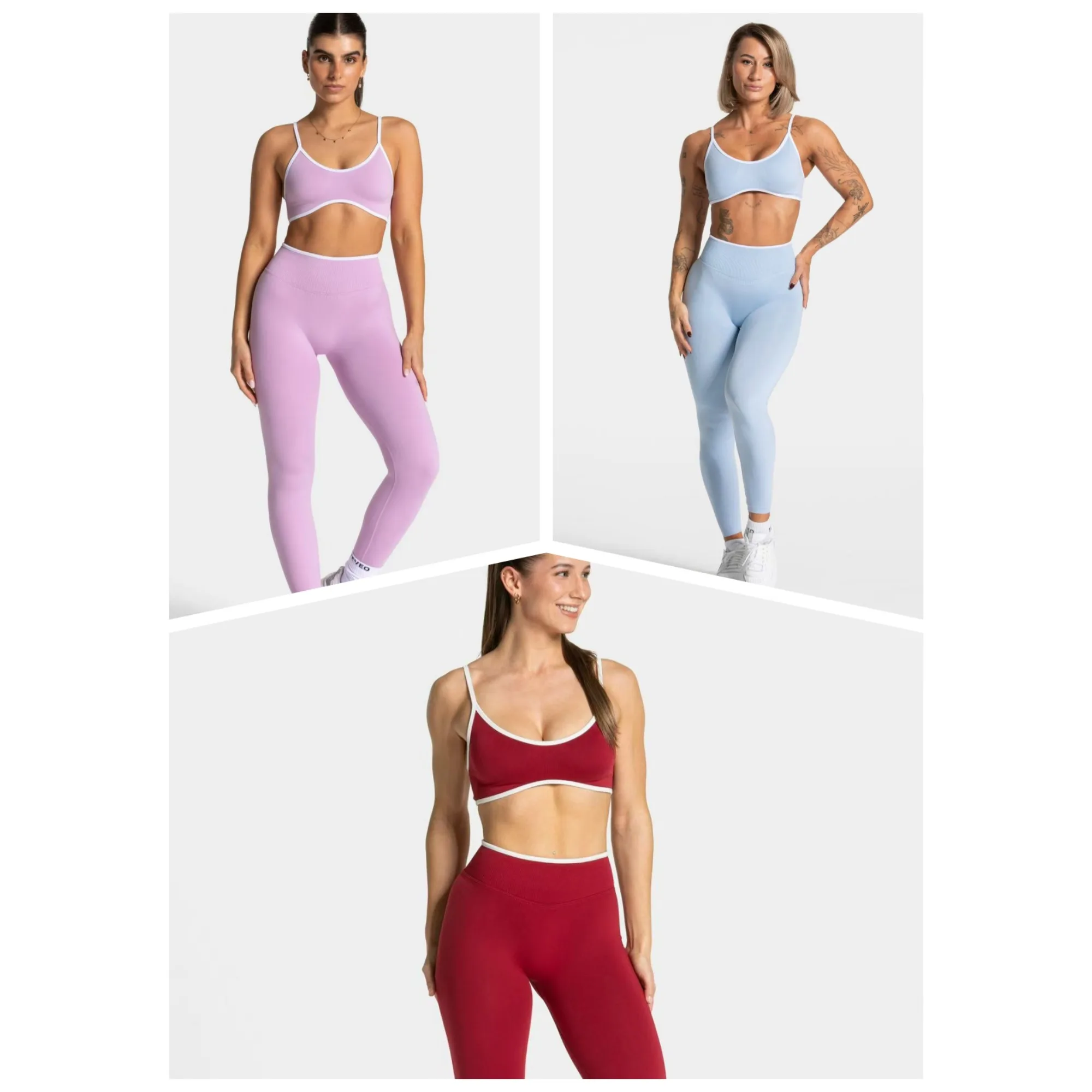 

2025 Sports New Women's Yoga Suit Contrasting Bra Seamless Tight Peach Hip Lift Sports Trousers Running Fitness Trousers