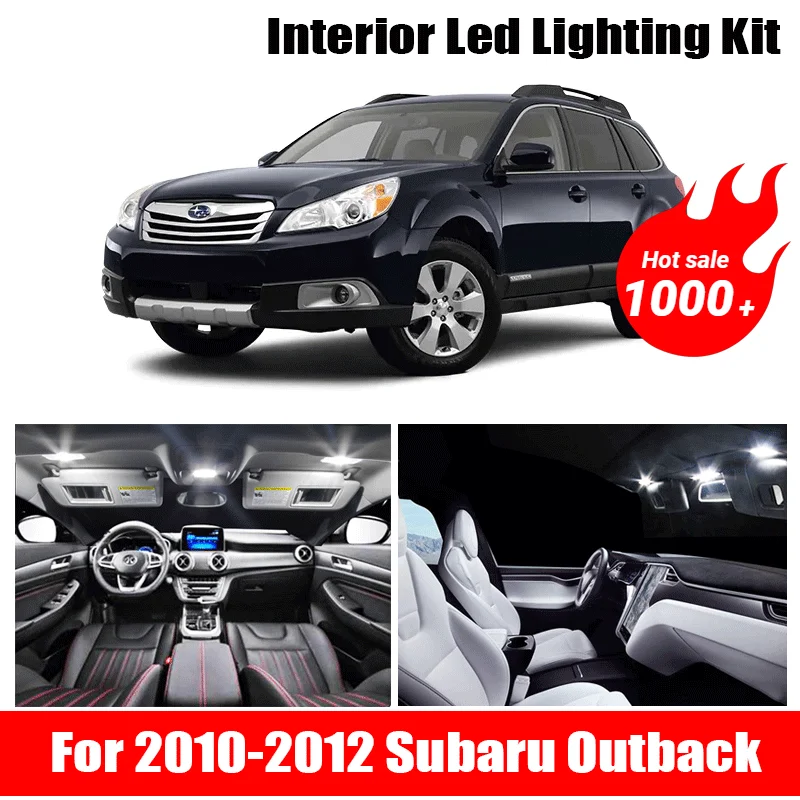 10pcs Car Accessories White Interior LED Light Bulbs Package Kit For 2010-2011 2012 Subaru Outback Map Dome Trunk Lamp