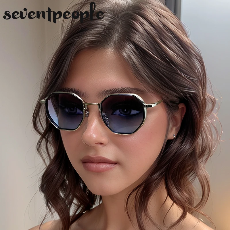 

Small Frame Square Punk Sunglasses Women Men 2025 Luxury Brand Classic Polygon Driving Shades Trendy Metal Sunglass For Ladies