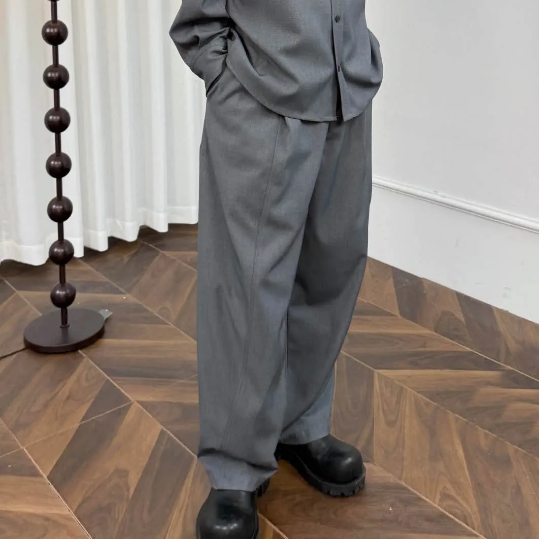 

Firmranch 25ss High-grade Grey Men's And Women's Wrinkle-free Loose Shoulder Shape Lapel Shirt Jacket Suit Pants Casual Outfit