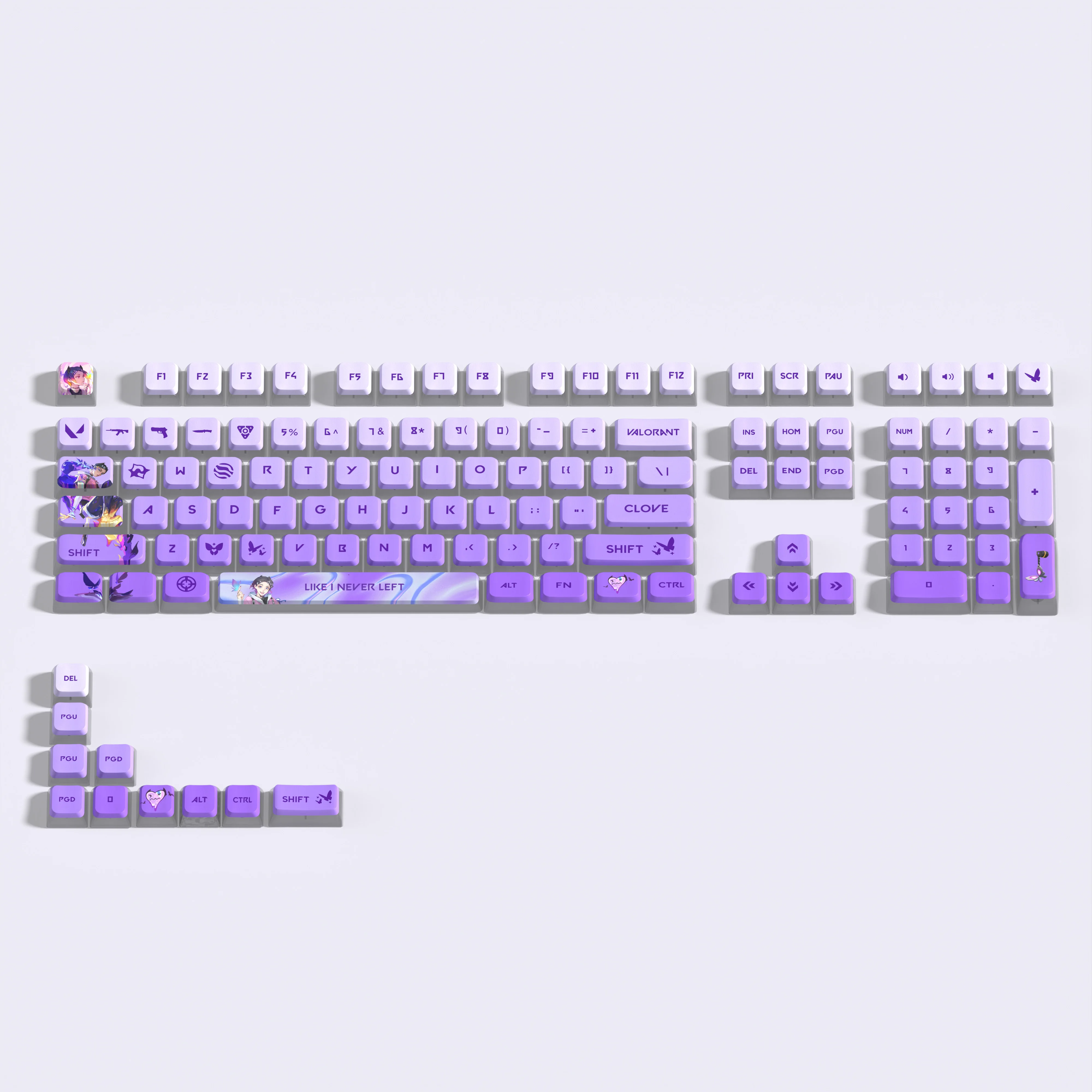 clove keycaps Vlaorant keycaps 119 keys full set ASA Profile  PBT dye sub keycaps Pdding keycaps Light Translucent support