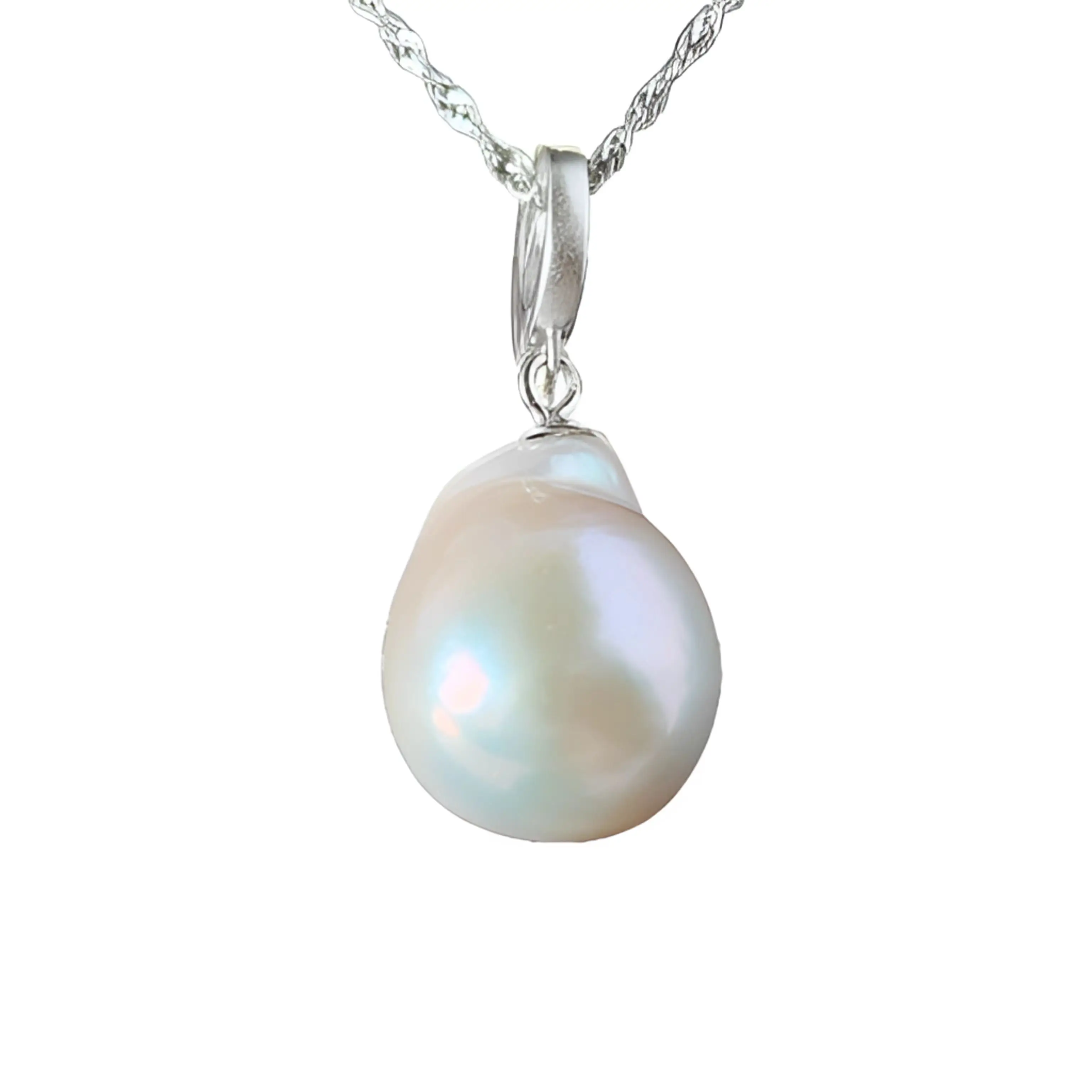 

Natural Baroque Pearl Necklace Women's clavicle chain 925 Silver Alien Freshwater Pearl Pendant White Fashion Classic