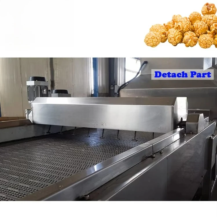 ماكينة صنع الفشار الكبيرة الأوتوماتيكية ذات السعة العالية، خط إنتاج الفشار متعدد الوظائف بنكهة الفاكهة والغاز الصناعي