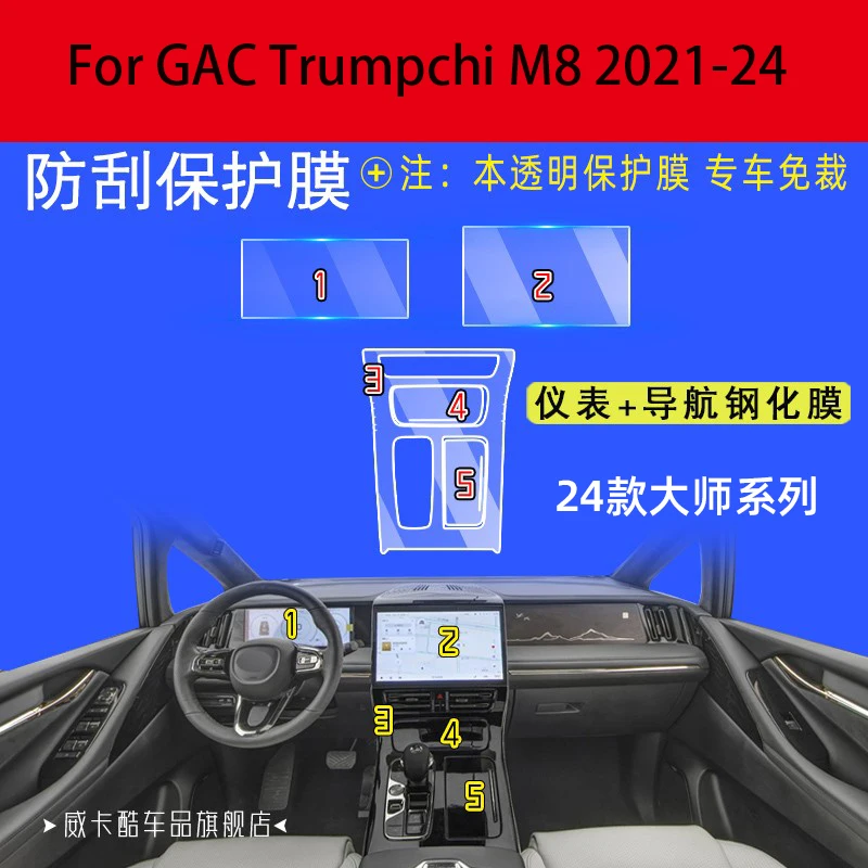 

Автомобильный Центральный экран управления для GAC Trumpchi M8 2021-24, GPS-навигация, закаленная пленка, защитная пленка из ТПУ, мембрана для навигации