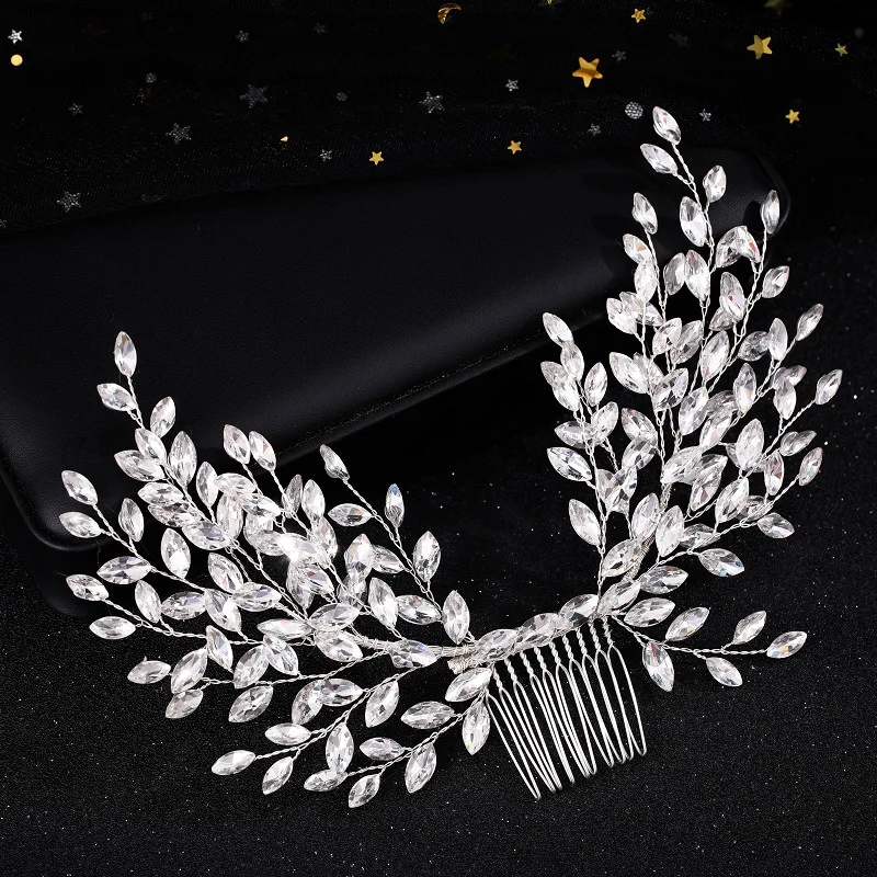 Luxury Crystal Hair Comb Headband Tiara For Women Bride Rhinestone Bridal Wedding Hair Accessories Jewelry Comb Headband Tiara