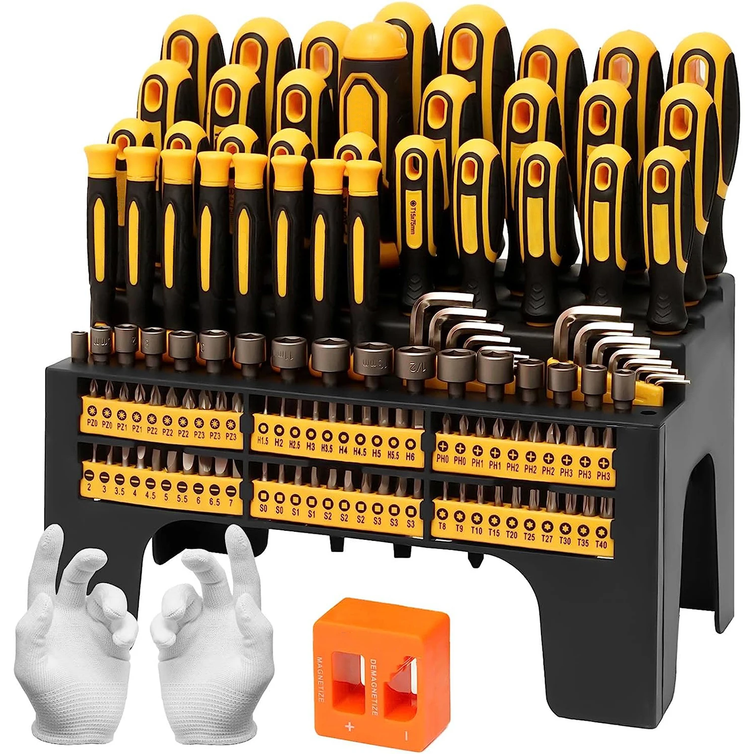 131-teiliges Magnetisches Schraubendreher-Set mit Kunststoff-Organizer, Inklusive Präzisions-Schraubendreher und Hakenklemme, Ratschenschraubendreher, DIY-Werkzeuge