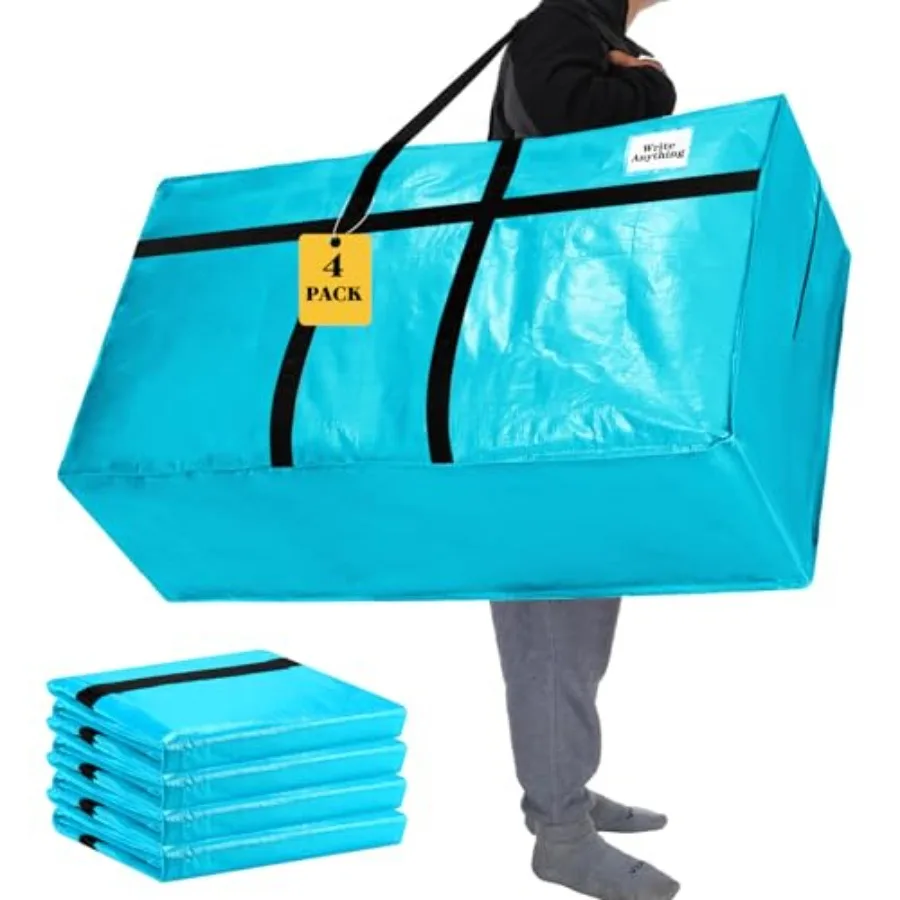 Pack Extra Large Moving Bags XXL Heavy Duty Storage Bag with Strong Zipper Handle Jumbo Big Tote Box Foldable for College Dorm