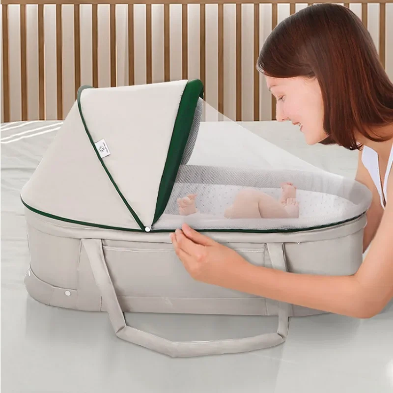 Upgraded Car Anti Pressure Baby Sleeping Basket, One Button Folding Baby Crib,baby Basket Holder, Discharge Cradle for Newborn