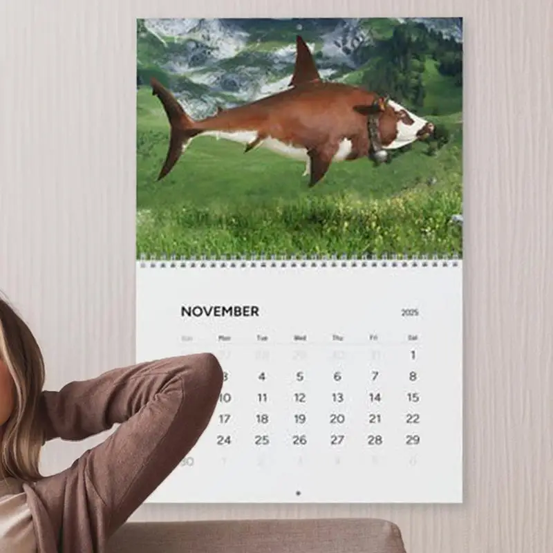 Calendario de pared 2025 Calendario de animales divertidos Calendario mensual Planificador de pared 2025 de enero de diciembre de 2025, animales híbridos Calendario de 12 meses 2025