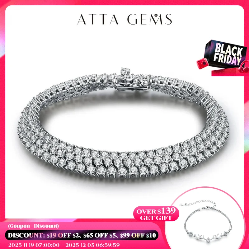 

ATTAGEMS D Color Round Cut 2.5mm Moissanite Bracelet for Women Man White Gold Plated 925 Silver Pass Diamond Tester Bracelets