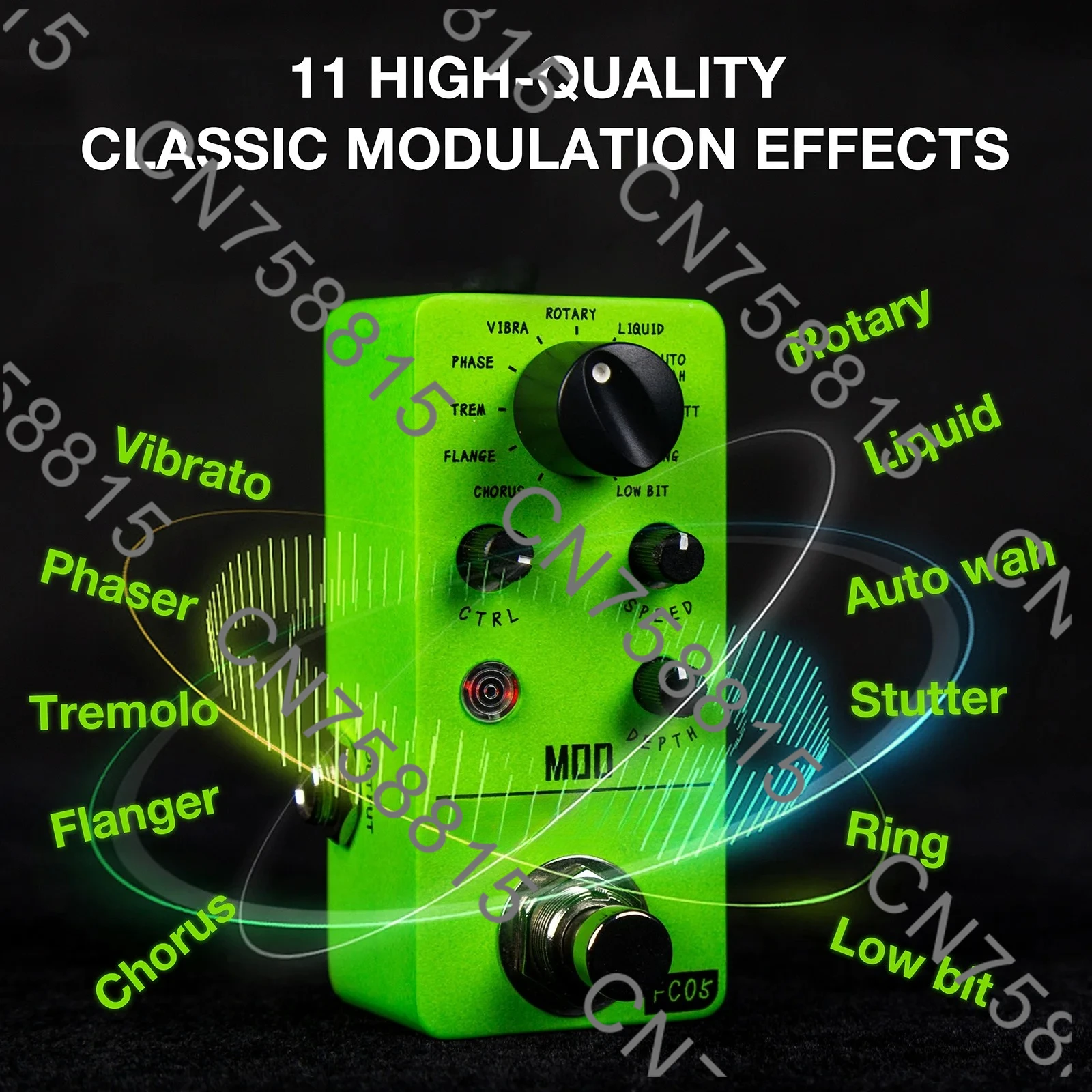 

FC05 ，11 Modes Chorus Flanger Phaser Tremolo Auto Wah，Modulation Multi Effects Pedal Mod Guitar Pedal