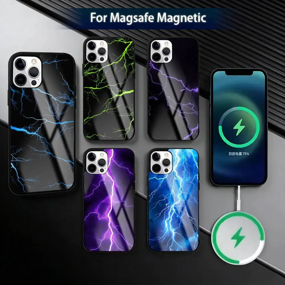 

Dark night I-lightning Phone Case For iPhone17,16,15,14,13,12,11 Plus,Pro Magnetic with Magsafe Wireless Charging