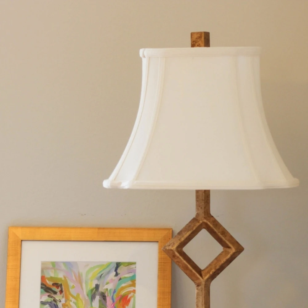 مائل مقلوب الزاوية البيضاوي Softback عاكس الضوء الأبيض شانتونغ النسيج مع غسالة مجرب لطاولة مصباح غرفة نوم غرفة المعيشة ديكور