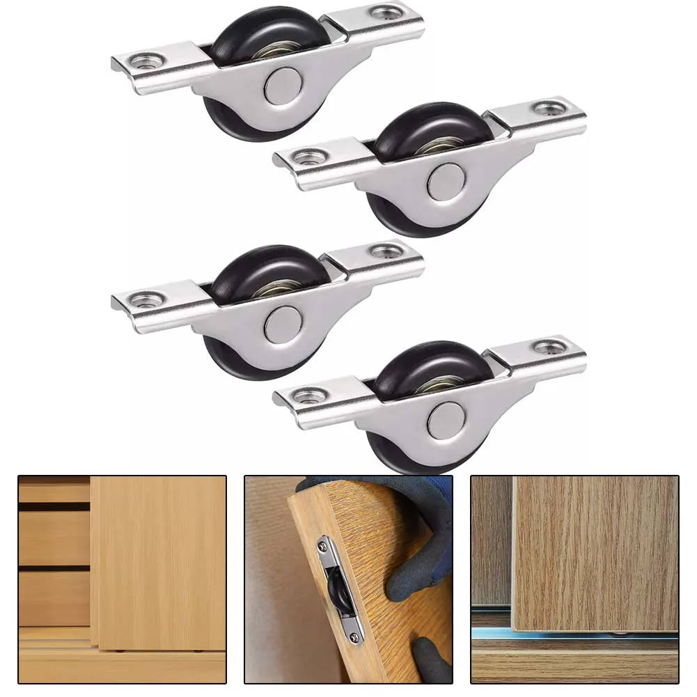 4 Pcs Sliding Door Roller Cabinet Doors Wheels Nylon Runners Wardrobe Furniture Hardware Window Sliding Pulley Door Roller