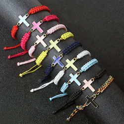 More Color Jesus Cross Pendant Braided Bracelet Women Men Handmdae Healing Couple Bangles Friendship Pulsera Jewelry Gift