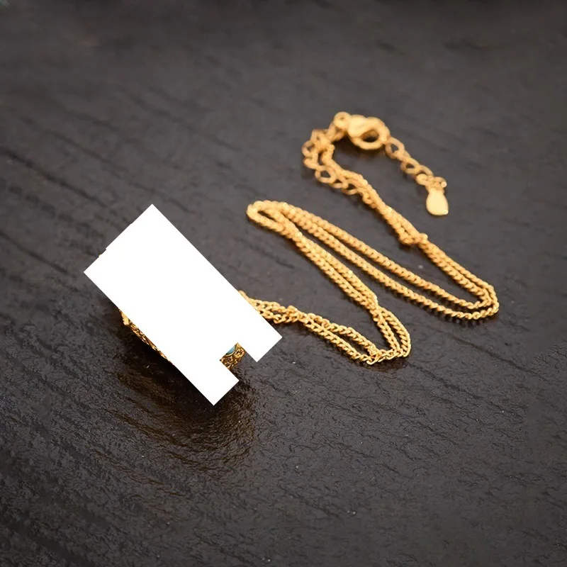Cz gold flower blooming buddha gau box necklace pendant amitabha guanyin gold color