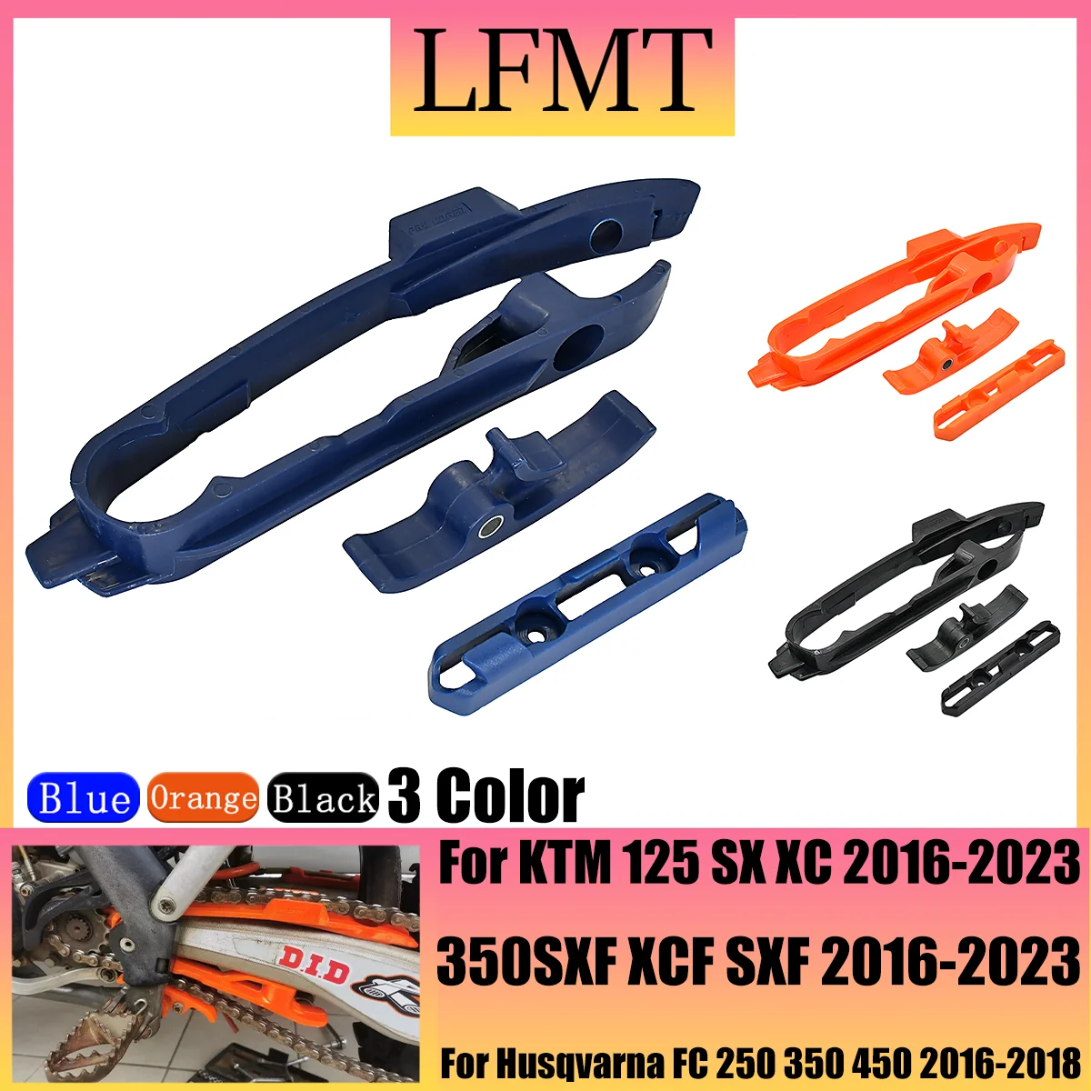 

For KTM SXF EXC Husqvarna TC FX 125-450cc 2016-2021 2022 2023Motorcycle Swingarm Chain Slider Kit Chain Guide Brake Hose Clamp