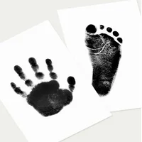 Safe Non-toxic Baby Footprints Handprint No Touch Skin Inkless Ink Pads Kits for 0-10 Months Newborn Pet Dog Footprint Souvenir