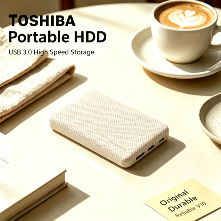 Original Toshiba V10 White Advanced Portable External HDD Mobile Storage Disk For Laptop Desktop PC Mac Windows Data Backup