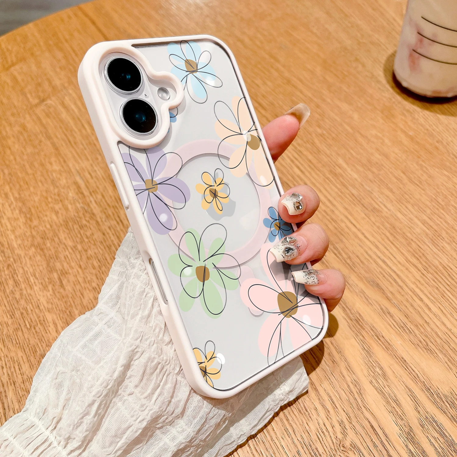 Blaubeer-Blumenmuster Transparente Hülle für iPhone 17 14 12 Pro Max 13 16 15 Plus 11 Hüllen für Magsafe Kabelloses Laden Stoßfeste Schutzhülle – Detail 4