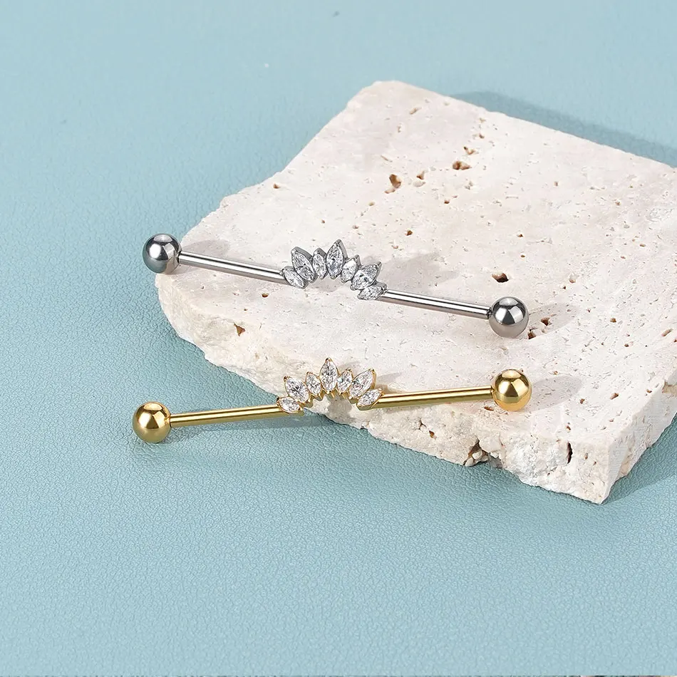 1 قطعة التيتانيوم الزركون الصناعية ثقب داخليا الخيوط الأذن مستقيم الحديد الدائري الأذن الغضروف اللولب هيئة ثقب المجوهرات