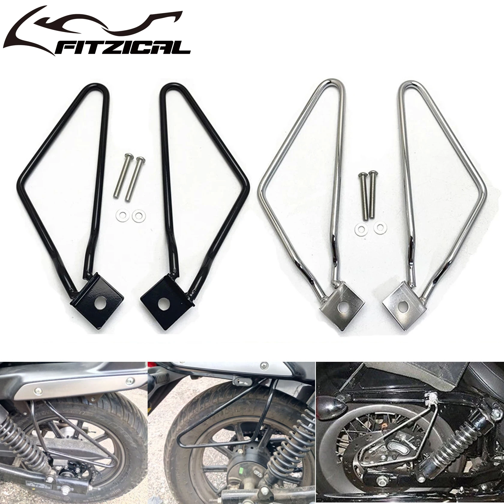 

Motorcycle Saddlebag Support Bar Bracket Mount Black/Chrome For Harley Sportster 883 Iron XL883N Dyna Fat Bob