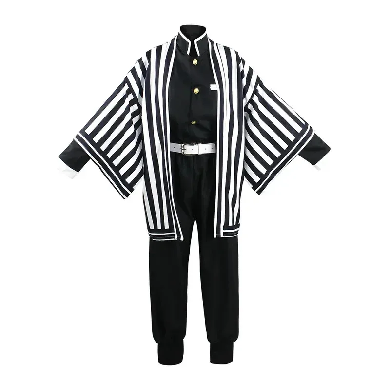 할로윈 의상 남자 악마 슬레이어 Kimetsu No Yaiba Iguro Obanai 하오리 기모노 코스프레 의상 가발 화이트 스네이크 소품 세트