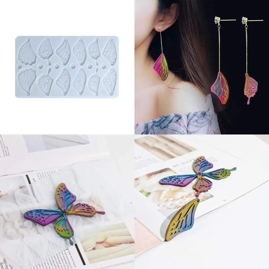 

N2UE Pendant Mould Butterfly Wing Jewelry Molds with Hole Hand-Making Accessory