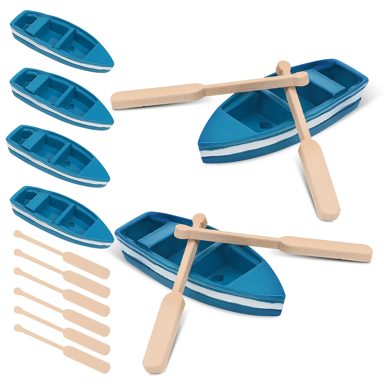 6 pièces Mini thème nautique océan chambre décor bateau bois rangée bateaux avec rames réaliste nautique décor à la maison table océan thème